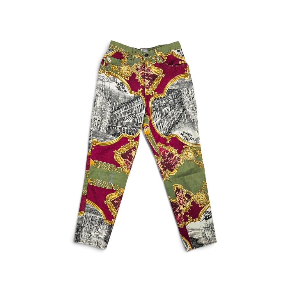 Vintage 90's Moschino Jeans Vintage Mediolanum Print Pants - Size Small